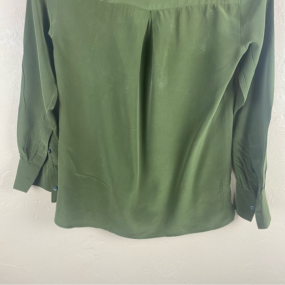 Madewell Olive Green Silk Lace-up Blouse Top XXS - Picture 4 of 10